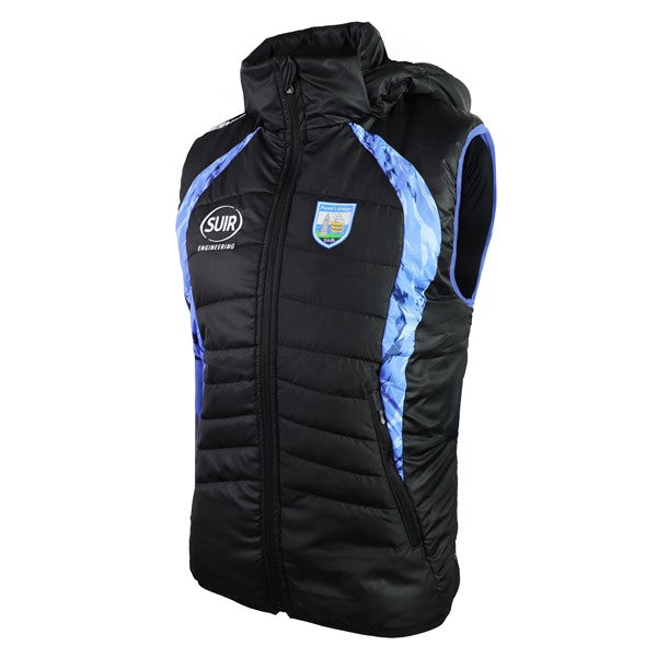 Waterford GAA Alabama Quilted Hooded Gilet Black/Mid Blue/Light Blue