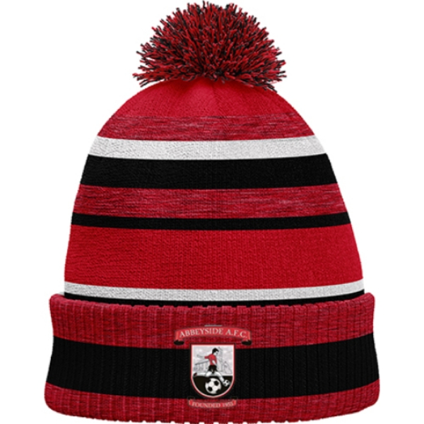 Picture of Abbeyside AFC Bobble Hat Red Melange-Black-White