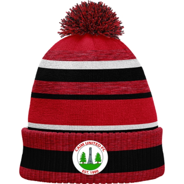 Picture of Caim United FC Bobble Hat Red Melange-Black-White