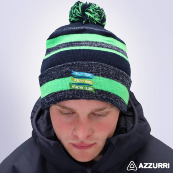Picture of healthy ClubS Bobble Hat Navy Melange-Neon Green-Navy