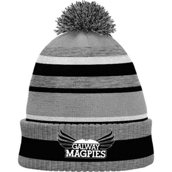 Picture of GALWAY MAGPIES BOBBLE HAT Grey Melange-Black-White