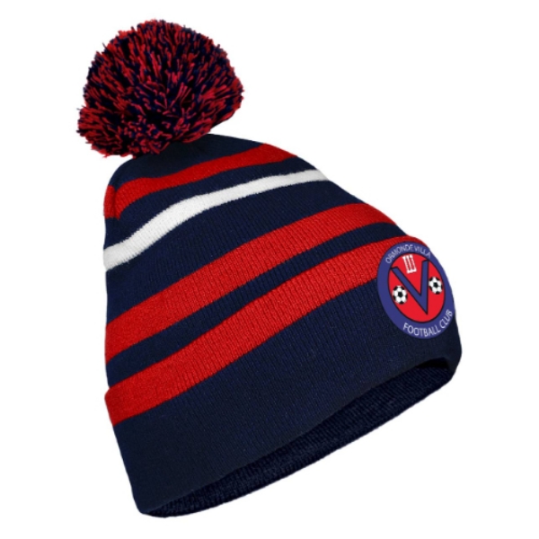 Picture of Ormonde Villa FC Beanie Bobble Hat Navy-Red-White