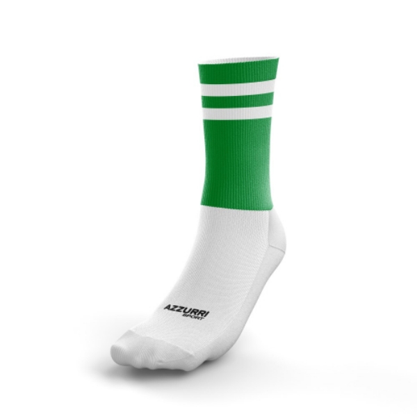 Picture of Renvyle GAA Kids 2 Stripe Midi Sock Emerald-White