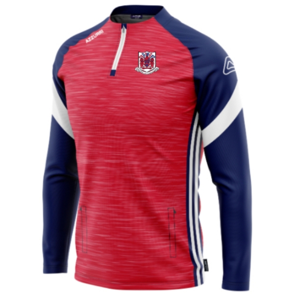 Picture of Courcey Rovers Apex Half Zip Red Melange-Navy-White
