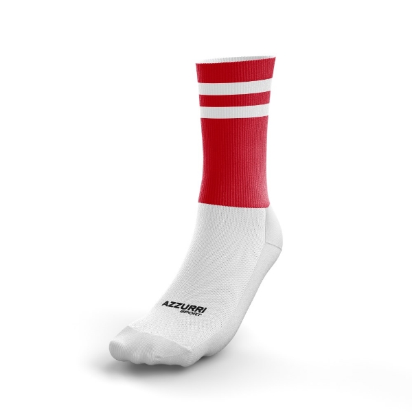 Picture of Kids Midi Half Socks Red-White