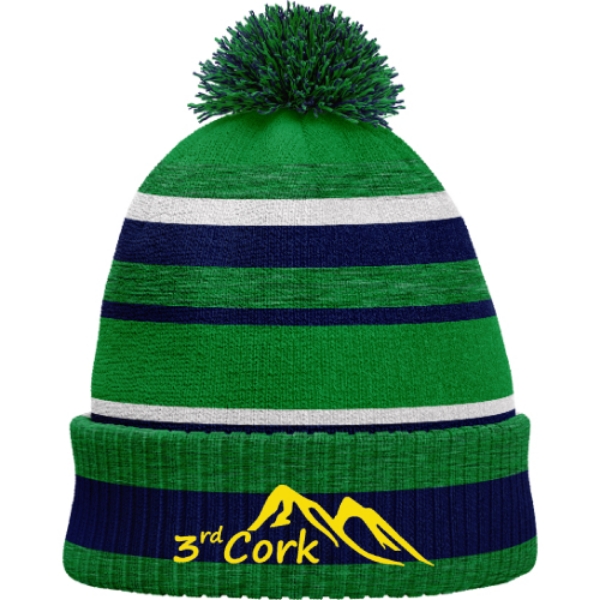 Picture of St.Patricks Scout Group Beanie Bobble Hat Emerald Melange-Navy-White