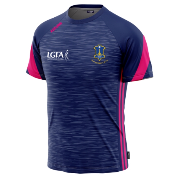 Picture of Portlaw LGFA Ladies Apex T-Shirt Navy Melange-Navy-Pink