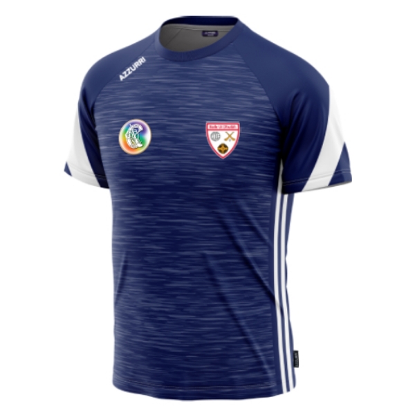 Picture of Ballyduff Lower Camogie Apex T-Shirt Navy Melange-Navy-White