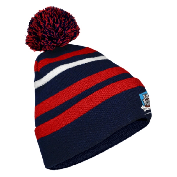 Picture of St Thomas' Camogie Bobble Hat Navy-Red-White