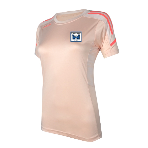 Picture of Castle United Girls Oakland T Shirt Peach-White-Coral