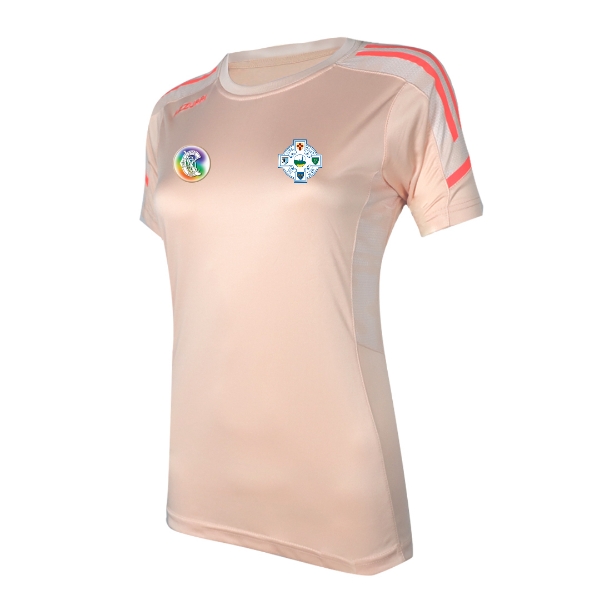Picture of Tramore Camogie Ladies Oakland T Shirt Peach-White-Coral
