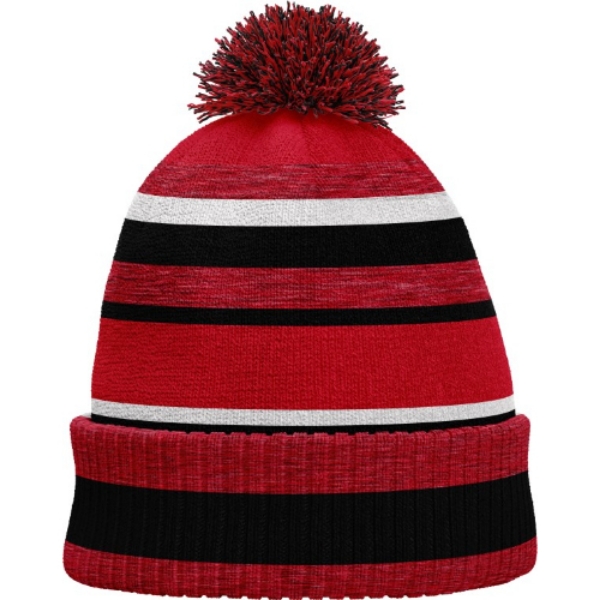 Picture of Bobble Hat Red Melange-Black-White