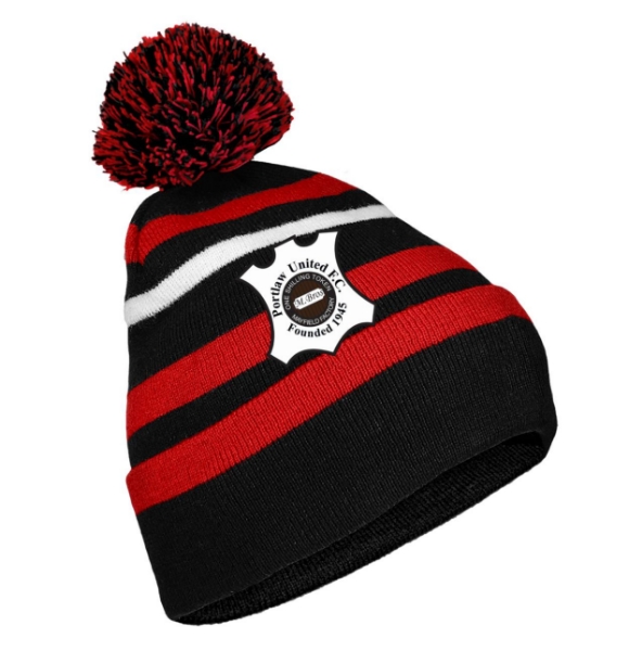 Picture of PORTLAW UNITED Classic Bobble Hat Black-Red-White