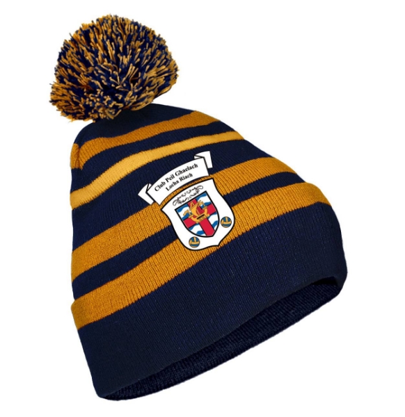 Picture of loughrea Classic Bobble Hat Navy-Gold