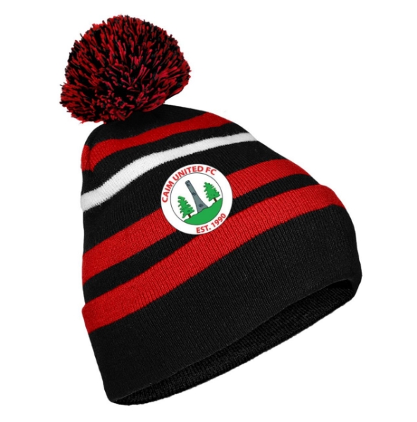 Picture of Caim United Classic Bobble Hat Black-Red-White