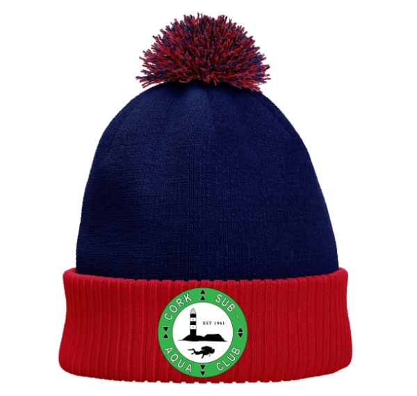 Picture of CORK SUB AQUA BH075 Bobble Hat Navy-Red