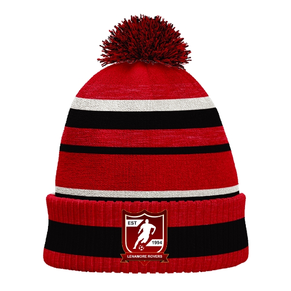 Picture of lenamore rovers fc bobble hat Red Melange-Black-White