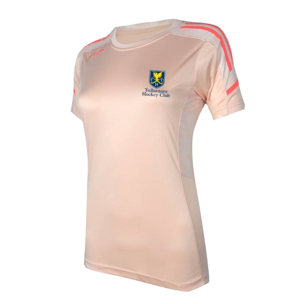 Picture of Tullamore Hockey Ladies Oakland T-Shirt Peach-White-Coral