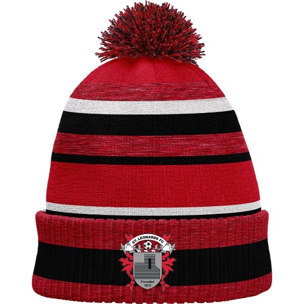 Picture of St Leonards Bobble Hat Red Melange-Black-White