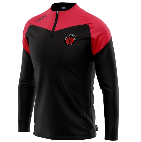 Picture of Aultagh Celtic Kids Cali Half-Zip Black-Red-Red